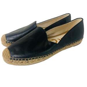 Sam Edelman Black Leather Espadrille Flats Slip On Shoes Women’s Size 10